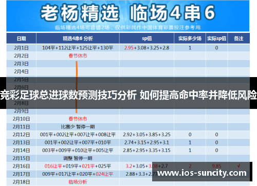 竞彩足球总进球数预测技巧分析 如何提高命中率并降低风险